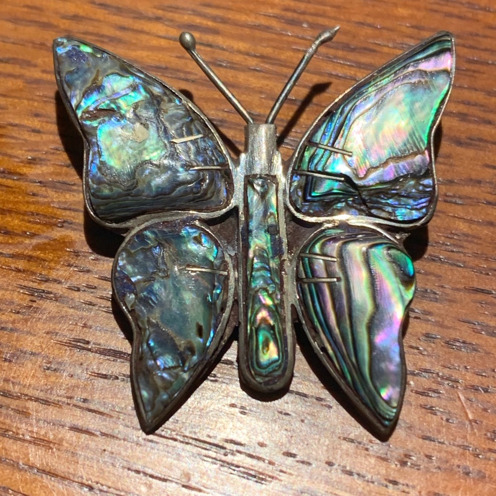 Vintage Abalone Butterfly Brooch Pin